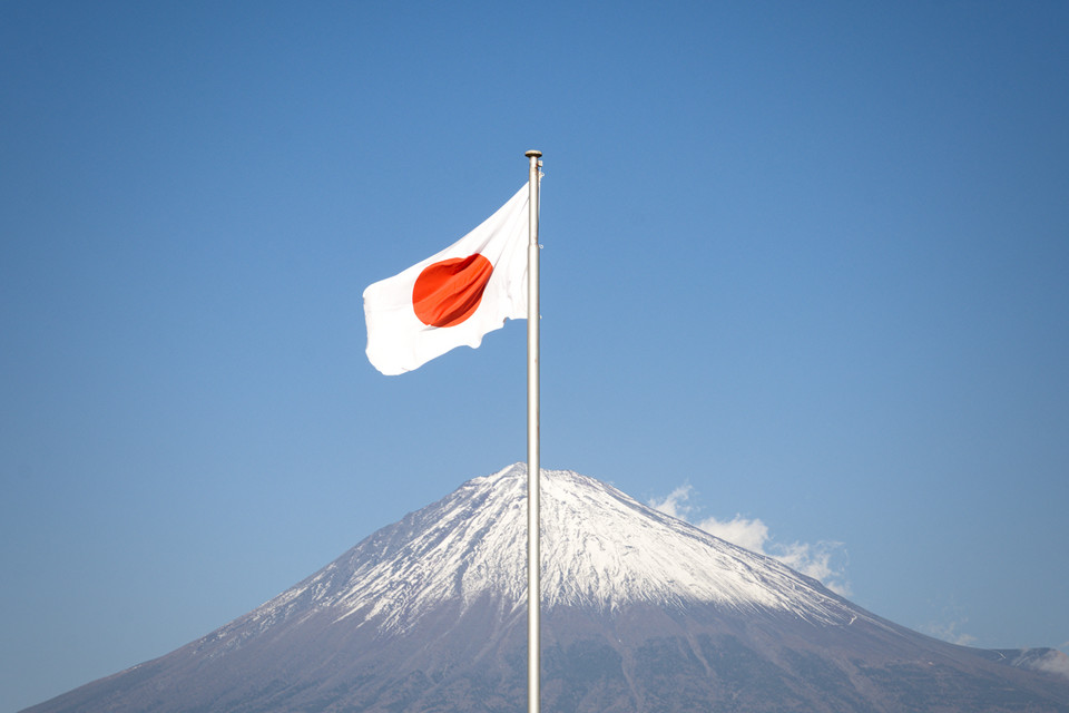 Fujinomiya - Flag and Fujisan