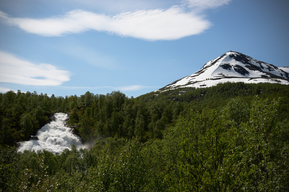 Mountain and Waterfall
