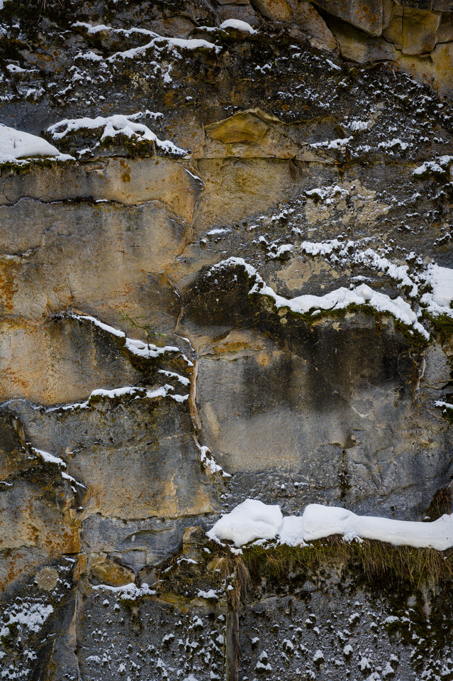 Johnston Canyon - Snow-covered Canyon Wall