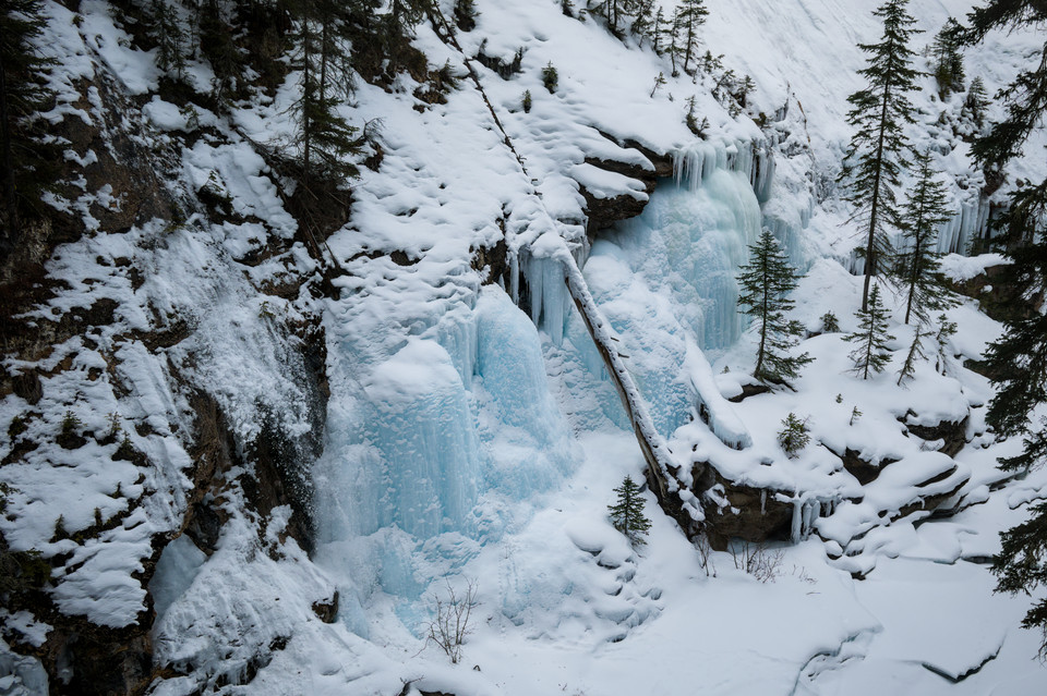 Johnston Canyon   Snowfall and Waterfall thumb