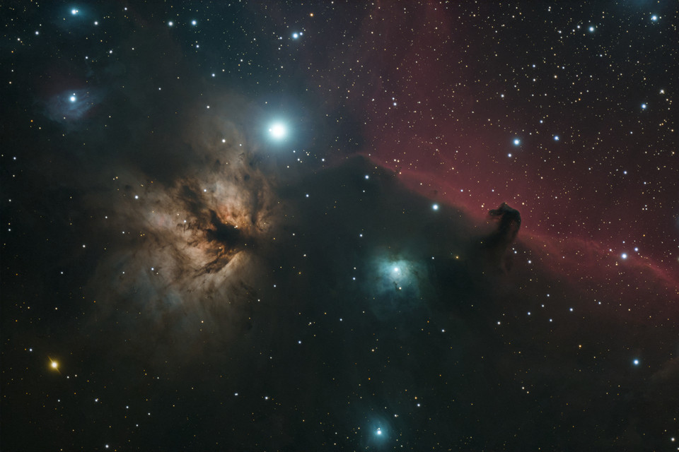 B 33 and NGC 2024   Horsehead and Flame Nebulas thumb