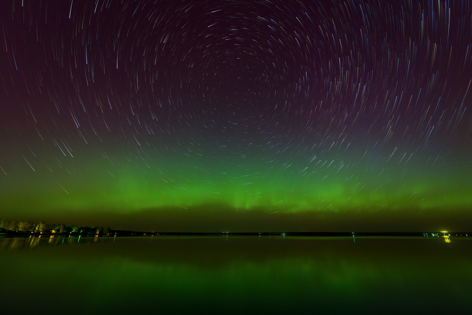 Jackson Lake - Auroras and Star Trails